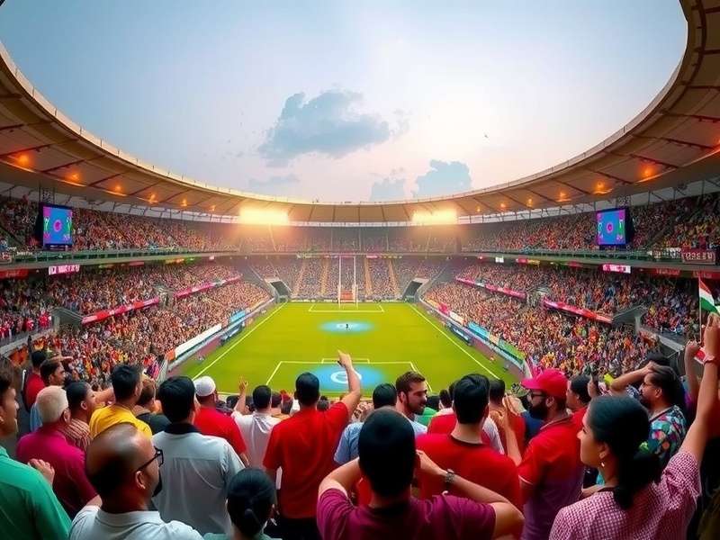 Rugby Champions League India Stadium with Indian Crowd and Cultural Decorations